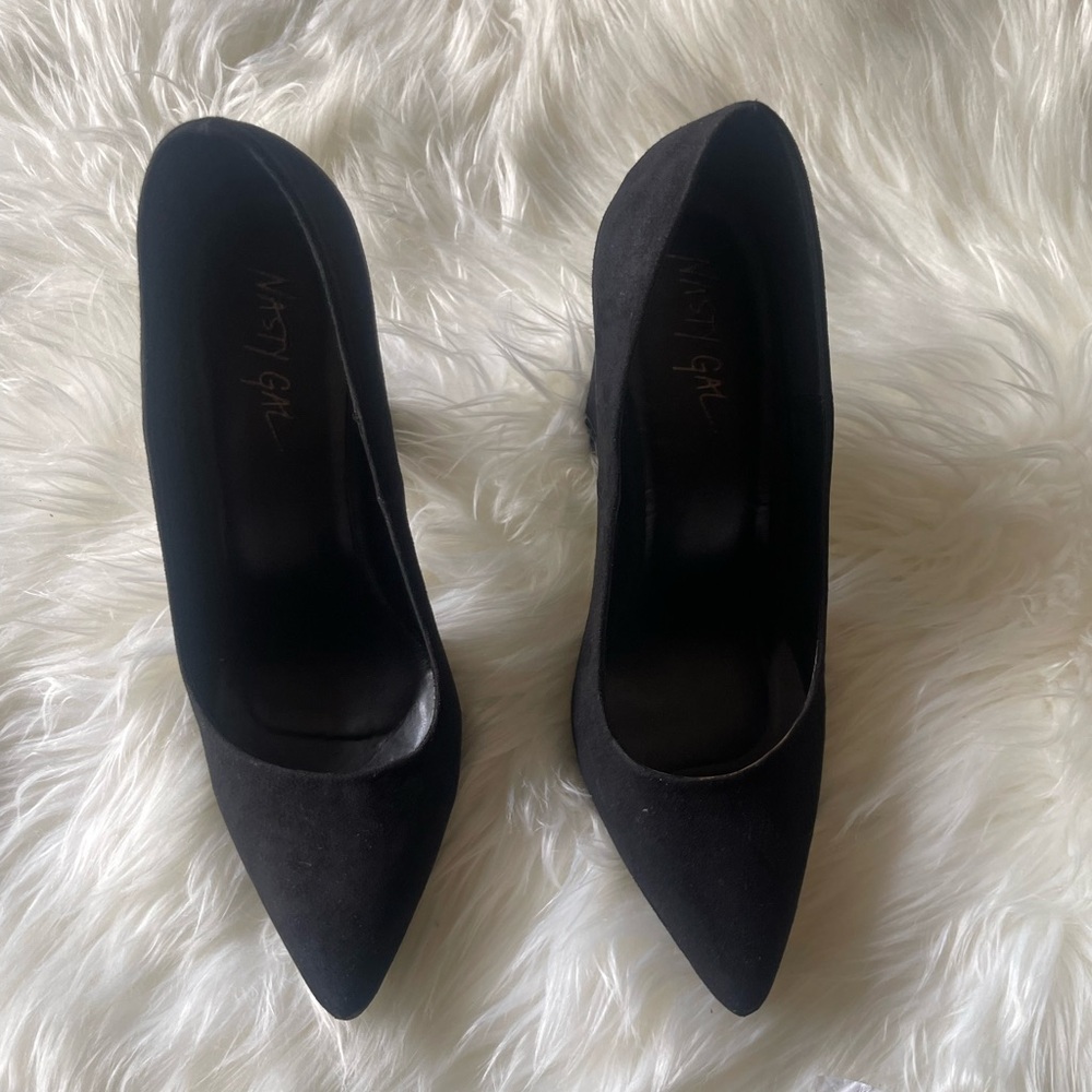 Nasty Gal Baxter Black Vegan Suede Pump Heels